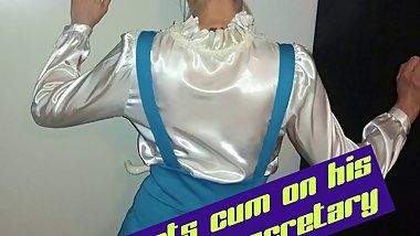 Boss cums on satin blouse of secretary (cumshot only)
