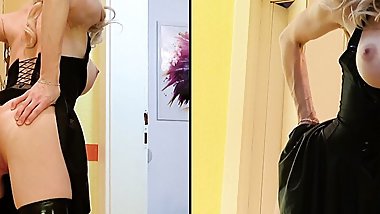 Anal for skinny busty Wife - she squirts before her Ass getting filled with Cum - Double Cam Mineaxx