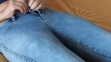 My sister-in-law puts on her jeans after sex
