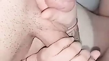 Handjob and blowjob from chubby mature wife