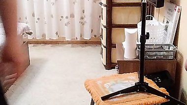 She gives a blowjob and gets a portion of cum on her big tits