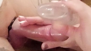 swollen dick is jerked off by a fat MILF and sucked until I finish with a shot of cum