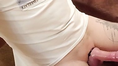 my swollen dick is jerked off by a fat MILF and sucked until I finish with a shot of cum