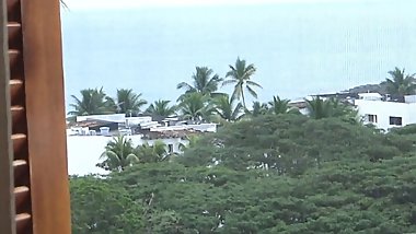 Spying on my wife while she rests on the beach before fucking