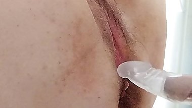 I fuck the fleshy pussy of a fat woman with a big dick and cum on her pussy