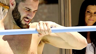 Stepmom and Daughter Compete For Pool Boy's Cock