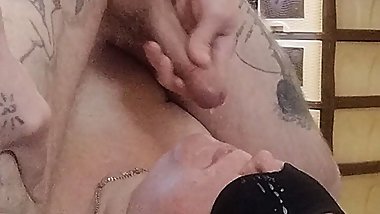 a load of sperm on the face and in the mouth