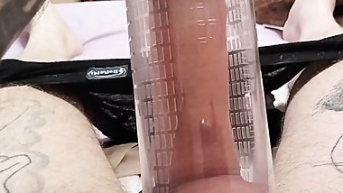 mother-in-law caught me with a pump and helped me cum