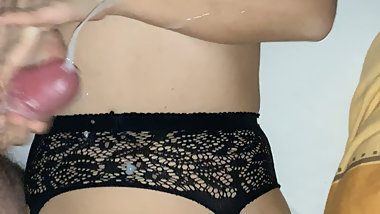 I spread my legs and jerk off my husband's dick until he cums on me