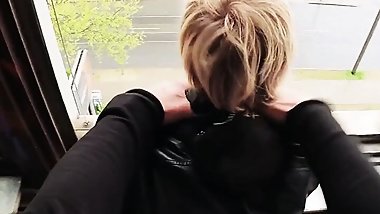 Skinny German Milf with short blond Hair in an outdoor fuck date