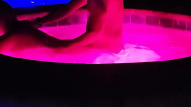 Valentine&rsquo;s Day sex with wife in hot tub and bedroom with pussy eating and cock sucking.