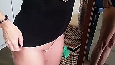 nippleringlover changing clothes showing huge pierced nipples and pierced pussy - no panties & no bra