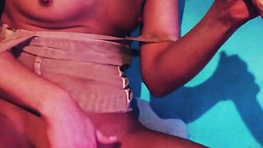 Jizzy Slutwife gives a passionate blowjob and handjob to the fucking machine while playing with her pussy