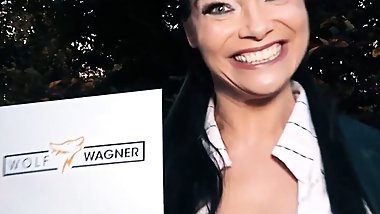 Milf with big tits and in nylons picked up on the street