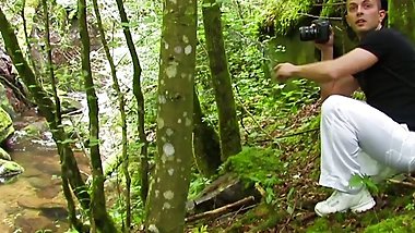 4K &ndash; squirting anal MILF - fishnet whore slut fucked outdoors