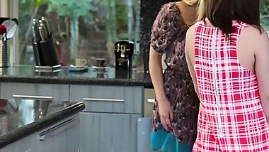 Huge Boobed Milf And Her Stepdaughter Pound Their Neighbor