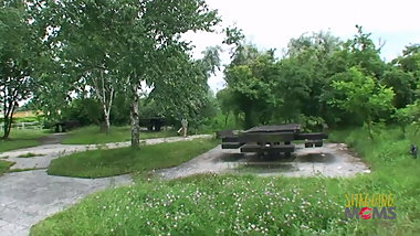 Delicious blonde sucking and fucking two big cocks