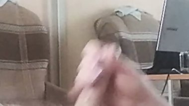 she jerks off my cock close up 2