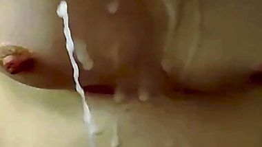 Step son cums over moms tits and pregnant belly