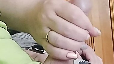 the bitch jerks off my cock in the waiting room #4