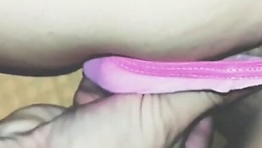 I touch her vagina and pull her thong to the side