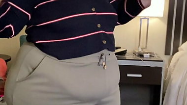 Shy BBW strips and dances cutely to show off sexy lingerie