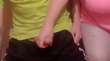 a woman jerks off my cock &ndash; close-up