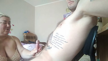 cumming from female hands jerking off my dick 2