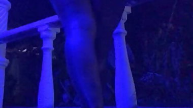 Naughty mommy under blue light