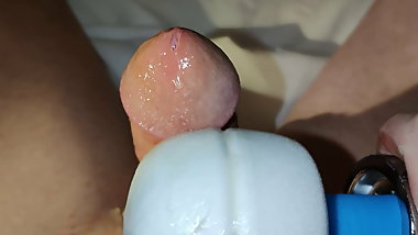 Close-Up With Hitachi Wand &ndash; Vibrating Cum Out Of My Dick 2
