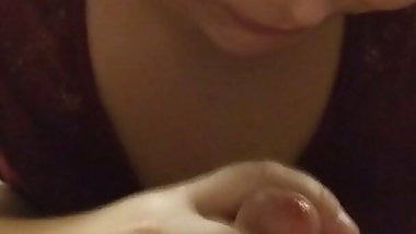tatted milf takes a load in her mouth