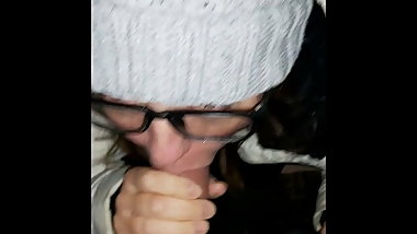 Giving Daddy a Quick Blowjob in forest on way back from Pub