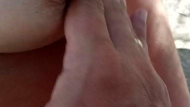 Playing with my Greek cuck wifes tities and nipples