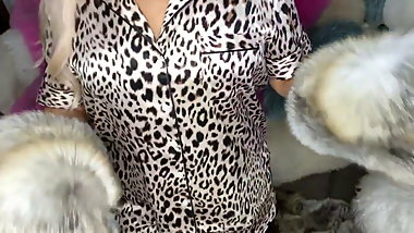 Golden island fox fur coat