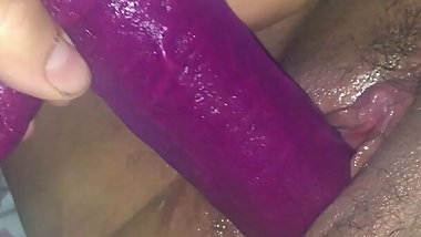 Wife fucks big dildo