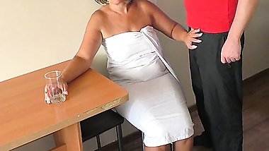 I touched mom's breasts and fucked her big ass