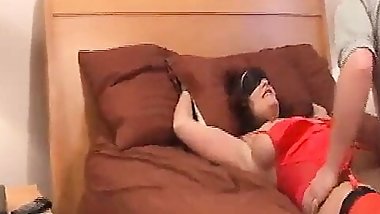 Son takes advantage of blindfolded mom and fucks her hard