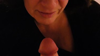 Classy Amateur Diana Gives Fully Clothed Cum in Mouth Blowjob