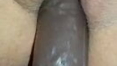 Wife fucks black dildo