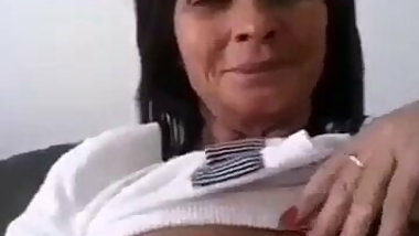 Mom shows her huge firm tits