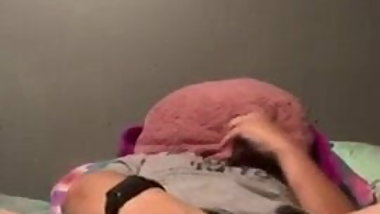 Horny Mom needs to cum but hides face to muffle moans