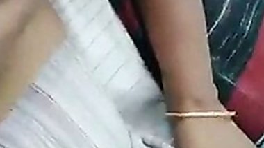 Mom and son boobs press