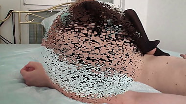 mature lady nylon footjob