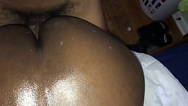 Oiled up Ebony Stepmom with Super Ass get pounded out !
