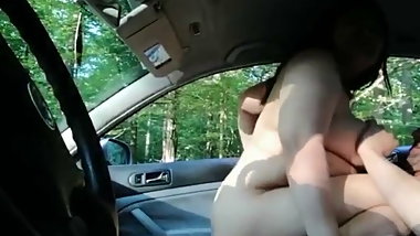 Chubby pregnant wife rides stranger&rsquo;s cock in car