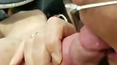 BIG LOAD! First time Cum in the Face Road Head Blowjob