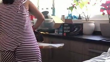 Mature mom ironing lingerie, amateur