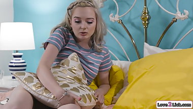 Prude stepmom facesits and licks her small tits stepdaughter