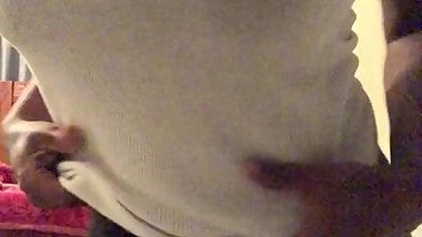 Super horny lonely mommy plays with her tits