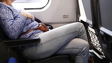Crossed legs orgasm on a train